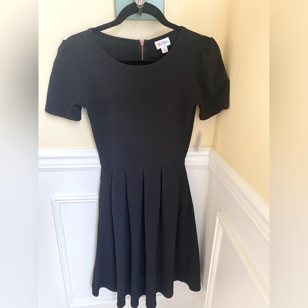 Lularoe amelia dress size XS. Back has a unique rose gold zipper.